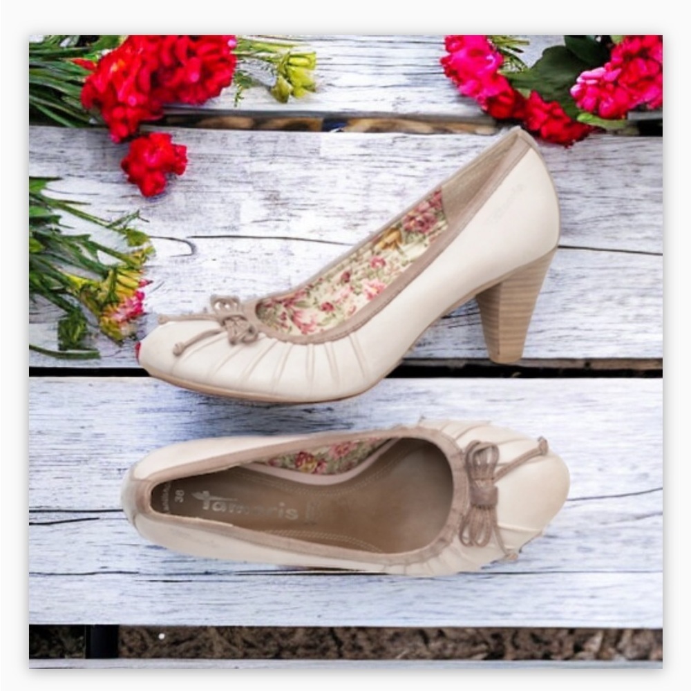 Tamaris Pump -Genuine Leather -Contrast trim-bow detail-floral lining -S… - Picture 5 of 16